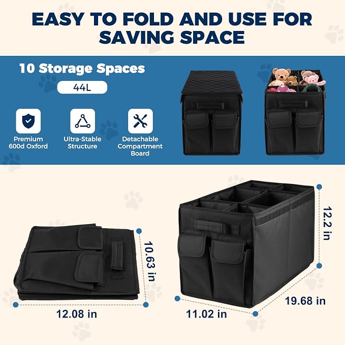 Back Front Seat Extender for Large Dogs Up to 200 Lbs, Adjustable Dog Back Seat Extender with Cushion & Storage Box, Car Organizer Gap Filler for Front or Back Seat