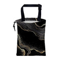 Car Garbage Bag Abstract Marble Golden Veins Drawstring Car Trash Bag Hanging for Back Seat with Adjustable Buckle Canvas Vehicle Trash Can Easy-to-Install