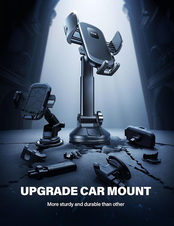 Car Phone Holder - [Strongest Military-Grade Suction Cup] 360° Rotation Phone Holders for Your Car Quick Release Adjustable Phone Mount for Car Dashboard for iPhone 17 16 Pro Max Galaxy Truck