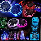 2PCS LED Car Cup Holder Lights, Light up Car Coasters for Cup Holders 7 Colors Changing USB Charging Mat Waterproof Cup Pad, Car Gifts for Men & Women