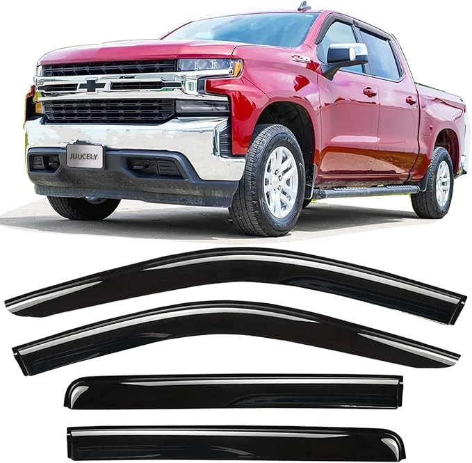 Side Window Visors Rain Guards Vent Deflectors for 2019-2025 Chevrolet Silverado/GMC Sierra 1500 Crew Cab 2022 LTD, 2020-2025 Silverado/Sierra 2500HD 3500HD Crew Cab, Pickup Truck Accessories 94805