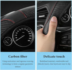 Car Steering Wheel Cover, 15 Inch Anti-Slip Stretch Leather Steering Wheel Protector, Comfortable Breathable Sporty Steering Wheel Cover for Women Men, Car Accessories (Black)