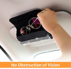 Bling Sunglasses Holder for Car Sun Visor, Sparkling Eyeglasses Car Visor Clip Storage Glasses Organizer Case, PU Leather Auto Sunglass Holder Protective Box for Truck, SUV, RV (White)