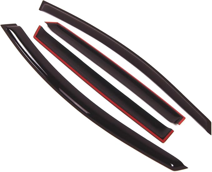 WD2-010 Dark Smoke 4 Pcs Set Window Visor (Outside Mount) Deflector Rain Guard Compatible with 2008-2017 Buick Enclave