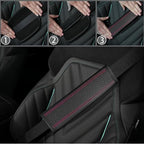 10 PCS Leather Car Seat Covers Front Set, 14.5”-15'' Sporty Steering Wheel Cover Universal, Center Console Cover, Seat Belt Cushion, Cup Holder Coaster, Car Interior Set Pink