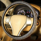 Bling Bling Women Steering Wheel Cover for car, 15 Inch Universal White Crystal Rhinestone Diamond Bling Accessories Anti-Slip Wheel Protector