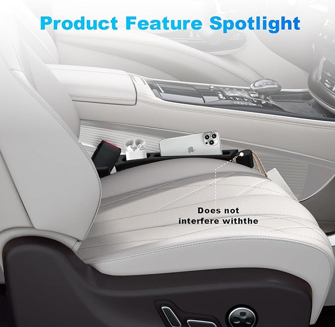 Car Seat Gap Filler 2PCS with Drop Prevention & Storage Hook Prevents Items Falling for Cars, SUVs, Trucks