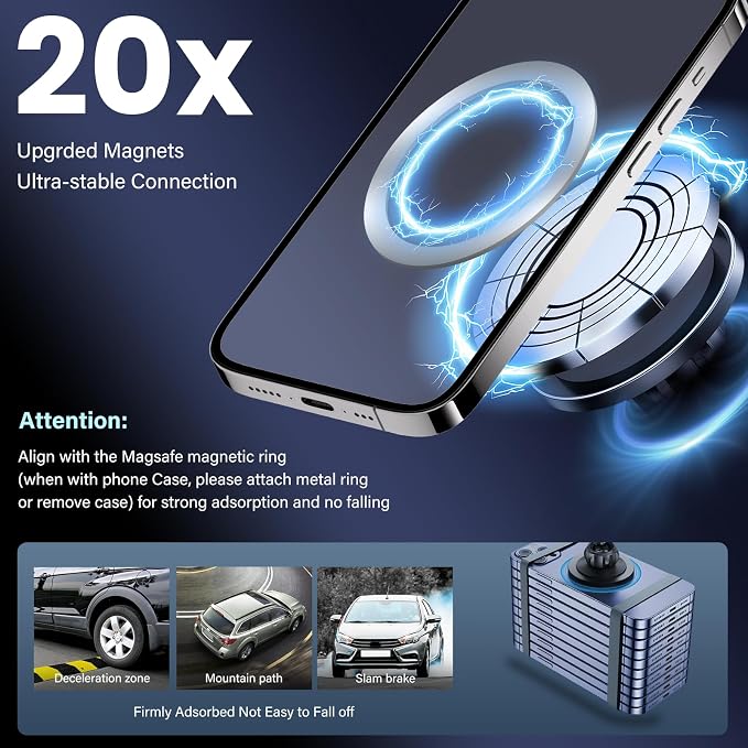 Magnetic Car Phone Holder-Compatible with BMW X1 X2 2016-2019 Accessories 6.5 inch Touchscreen Fixed Clip,360°Rotation Magnetic Phones Stand Compatible with MagSafe (not fit 8.8 inch)