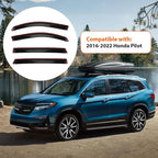 4pcs Smoke Tint Window Visors Compatible with 2016-2022 Honda Pilot, Set of 4 Front+Rear Sun Rain Guard Vent Outside Mount Tape On Style Acrylic