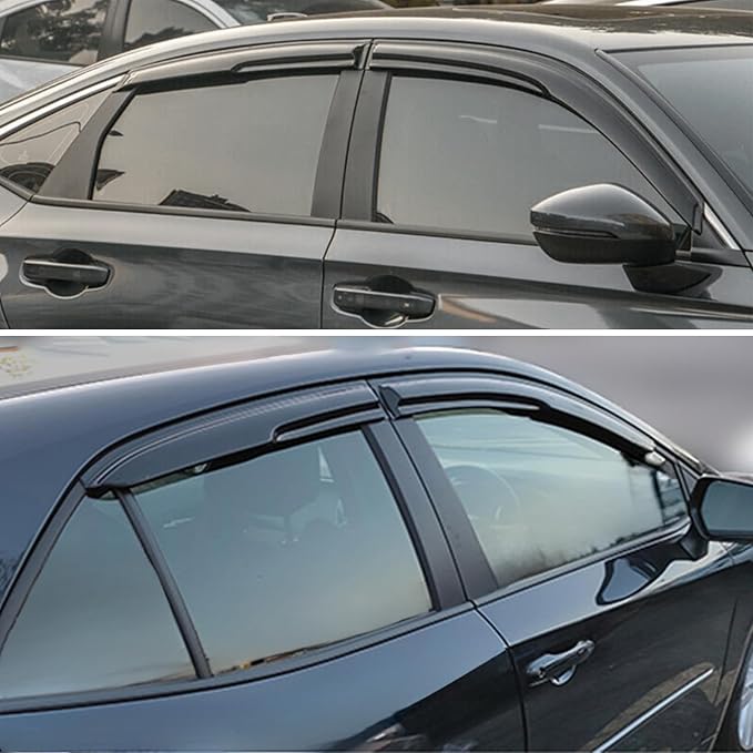 Outside Mount Window Visors Rain Guards for 2022-2026 Honda Civic Sedan - 4PCS Smoke Tint Side Window Deflectors, Easy Tape-On Installation, Weather Protection & Reduce Wind Noise,Car Accessories
