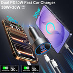 Car Charger USB C, 2Pack 98W 4-Port USB C Car Charger Fast Charging,4 in 1 Cigarette Lighter USB Charger for Multiple Devices,Dual 30W Type C Car Charger Adapter for iPhone 17/16/15 Pro Max,Galaxy