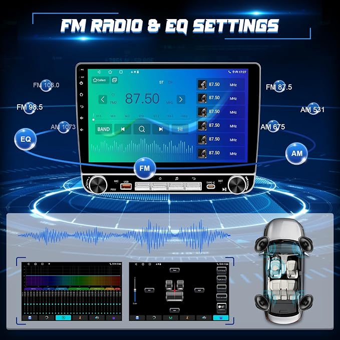 4+64G Car Radio for Honda CRV 2007-2011 Stereo with Wireless Carplay Android Auto, 10.1'' Touchscreen for Honda CRV GPS Navigation Bluetooth WiFi Rear Camera FM Mirrorlink Split Screen SWC