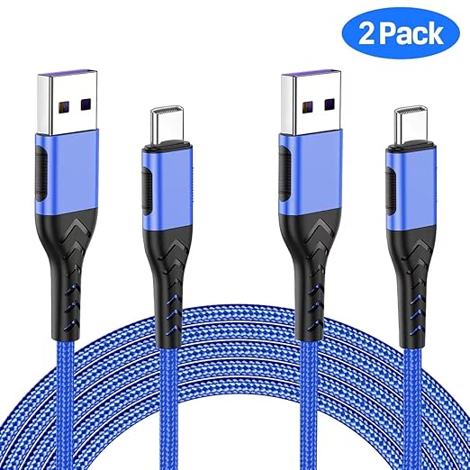 USB C Fast Charging Cable, Upgraded 2Pack 6ft USB C Charger for Android Phone Pad, Type C Charger Braided USB Cable Compatible with iPhone 15/Pro/Plus/Max - Blue