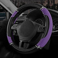 Leather Steering Wheel Cover - Made with PVC Leather - Anti-Slip, Universal Fit 14 1/2 inches to 15 1/2 inches - Purple