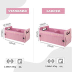 Car Trunk Organizer for SUV, Car Storage Organizer Collapsible Multi Compartment Container Box, Adjustable Car Accessories for Women/Men, Pink