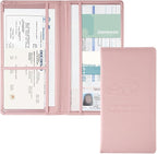 1Pack Car Registration and Insurance Holder,Car Document Holder for Cards License with Magnetic Shut,Vehicle Glove Box Car Organizer for Documents, Cards, License(Embossed leather Pink)