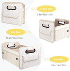 Car Trunk Organizer for SUV, Car Storage Organizer Collapsible Multi Compartment Container Box, Adjustable Car Accessories for Women/Men, Large Beige