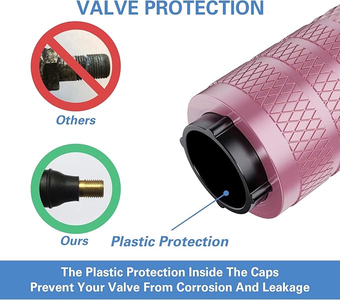 Tire Valve Stem Caps, Pink, 4 pcs/Pack, Anodized Aluminum Tire Valve Cap Set, Corrosion Resistant, Universal Stem Covers for Cars Trucks Motorcycles SUVs and Bikes
