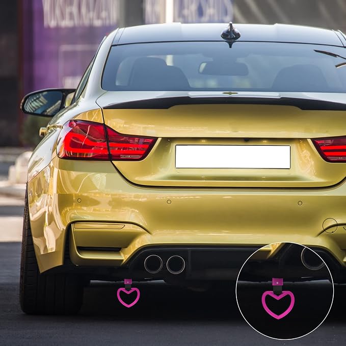 2 Pieces Rings Heart Shaped Car Handle Straps Drift Charm Rear Bumper Warning Ring Decor Subway Bus Broken Heart Handle for Car Interior(Rose Red)