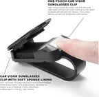 2 Pack Sunglasses Holder for Car, One-Handed-Operation Visor Sunglass Holder Clip, Easy Access Storage for Driving,Universal Fits (Black)