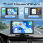 Portable CarPlay Screen for Apple CarPlay & Android Auto, 7 Inch Wireless Car Stereo Touchscreen with Bluetooth, GPS Navigation, Voice Control, Backup Camera Support for All Vehicles