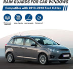4pcs Front+Rear Smoke Tint Sun/Rain Guard Outside Mount Tape-On Vent Window Visors Compatible with 13-18 C-Max