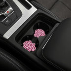 Pink Leopard Pattern Steering Wheel Cover Pink Cheetah Pattern Steering Wheel Cover Anti-Slip Breathable 15 Inch Universal 2 Pcs Car Interior Cup Holder Pad for Men Women