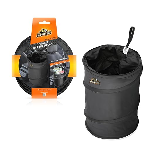 Car Trash Can, 3.3 Gallon Pop-Up Garbage Bin, Waterproof, Loop for Hanging, Velcro Base, Washable, Metal Frame, Portable Collapsible Design for Easy Storage, 12” Inch High x 9” Inch Wide