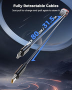 [Upgraded] 6 in 1 Retractable Car Charger, Smaller Fast Car Phone Charger 69W with Cord, USB C and iPhone Car Charger Adapter, Compatible iPhone 17/17 Pro Max/16/15/14/13/12/11, Sumsung
