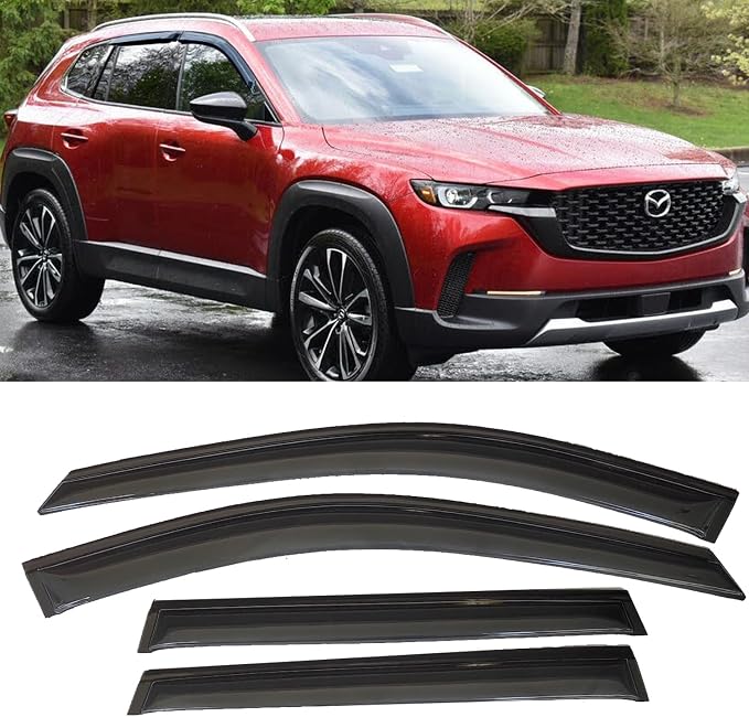 Tape On Window Visors Rain Guards for 2023 2024 2025 Mazda CX-50(CX50),Side Window Wind Deflectors Vent Guard Shade Sun Car Accessories,Fits CX50 23 24 25,Vent Visors,4-Pieces Set