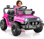 12V Ride on Toys with Parent Remote Control, Toddler Electric Car with Spring Suspension, LED Lights & Music Player - Safe Battery Car for Kids, Easy to Assemble, Pink