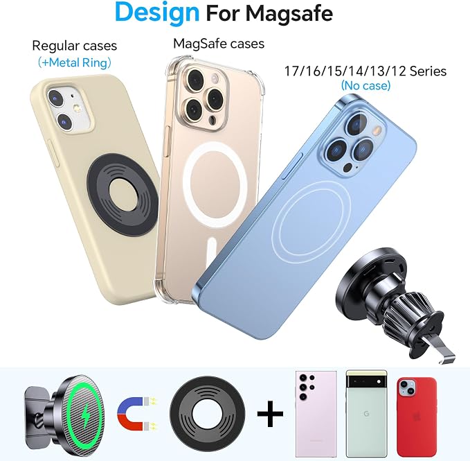 for Magsafe Car Mount Charger【100% Stable】15W Magsafe Car Charger Magnetic Phone Holders for Your Car Accessories for Women Men car Phone Holder Wireless Car Charger for iPhone (Carbon Fiber)