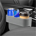 Car Seat Gap Filler Organizer, PU Leather Auto Front Seat Organizer Console Side Filler w/Cup Holder, Multifunctional Bottle Phone Holder Crevice Fillers for Most Car (Gray)
