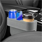 Car Seat Gap Filler Organizer, PU Leather Auto Front Seat Organizer Console Side Filler w/Cup Holder, Multifunctional Bottle Phone Holder Crevice Fillers for Most Car (Gray)
