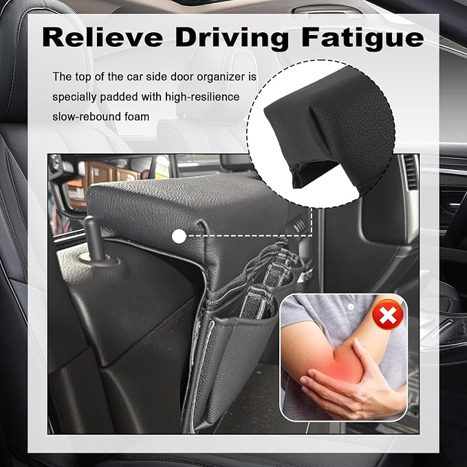 Car Armrest Storage Box for Window,Multi-functional Car Window Armrest Organizer with Storage Pocket for Phone/Tissue/Key,Universal Cars Door Organizer as Cars Elbow Rest Pad (Large)