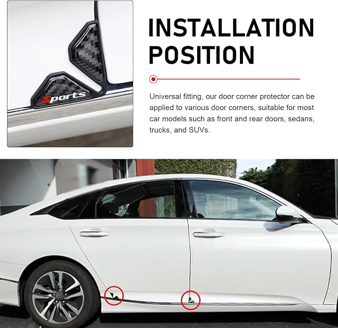 2 PCS Car Door Corner Protector Edge Guards, PVC Carbon Fiber Style Anti-scratch Guard, Waterproof Self-adhesive Protective Decoration, Universal for Most Vehicles (Black & 01)
