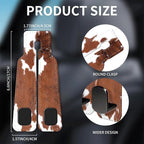 Car Seat Headrest Hook, Universal Leather Cute Hanger Holder Hook, Storage Organizer Interior Accessories for Purse Bags Handbag Brown White Cowhide
