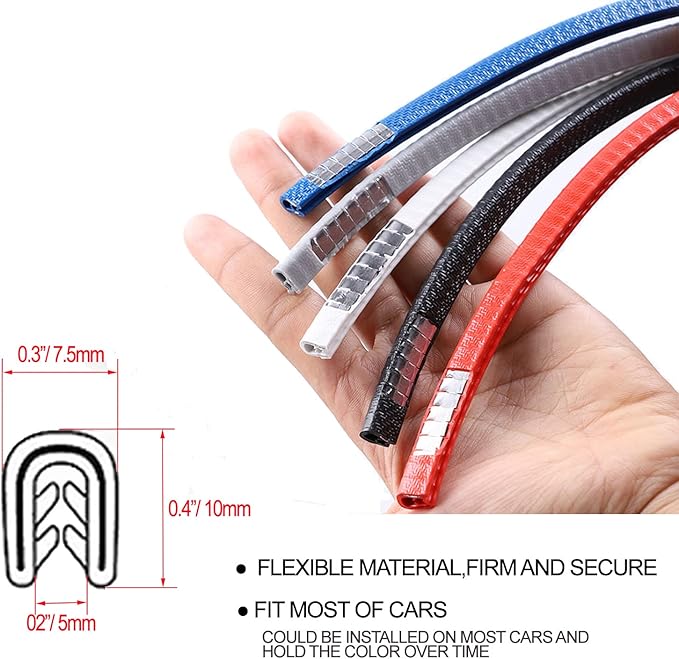 Car Door Edge Guards Black, 32.8Ft(10M) Car Door Edge Protector Rubber U Shape Edge Trim Universal Fit for Jeep Trucks Offroad SUV All Vehicles with Rubber Mallet(Black 32.8FT)