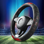 3D Honeycomb Red Steering Wheel Cover, 14.5-15 Inch Non-Slip Breathable Leather Car Steering Wheel Cover for Men Women