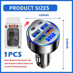 6 Port Fast USB Car Charger (PD+QC3.0),Cigarette Lighter USB Charger with LED Digital Display,Universal Car Charger Adapter Car Accessories Interior for Most 12V/24V Vehicles