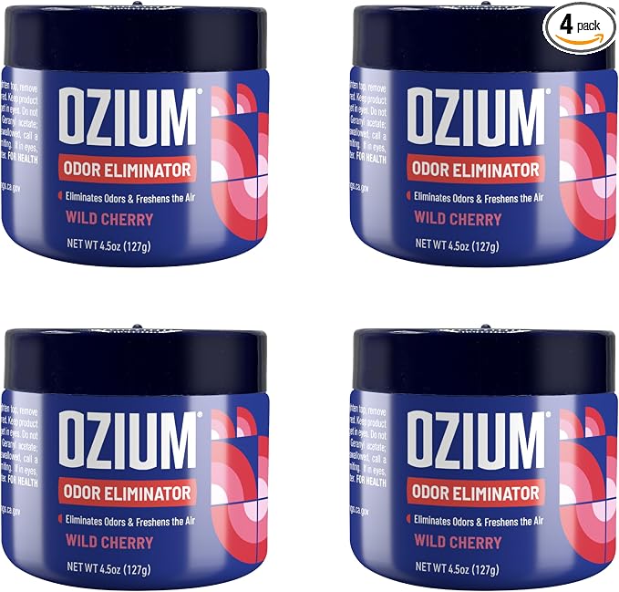 Odor Eliminating Gel - 4.5oz Air Freshener Alternative for Smoke, Pets, and Musty Odors - Long Lasting Odor Remover for Cars, Homes, Closets and Small Spaces - Wild Cherry