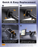 Suction Cup Car CarPlay Screen Mount, Suitable for in-Car Monitors and CarPlay Screens, Tool-Free Installation, Dashboard & Windshield Use, 360° Rotation for Easy Angle Adjustment