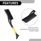 1pc 60x11cm Universal Car Ice Scraper Brush with Broom - SUV Snow Frost Remover for Car Truck RV Windscreen Side Window Anti Crash - Plastic Yellow Snow Shoveling Defrost Clearing