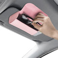 Sunglasses Holder for Car Sun Visor, Leather Auto Eyeglasses Storage Case with Hidden Magnetic Closure, Universal Protective Glasses Organizer Box, Visor Accessories for Woman Man (Pink)