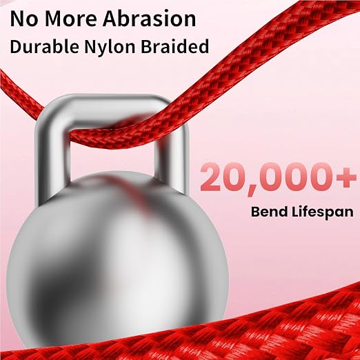 Multi Charging Cable, (2 Pack 4FT) Multi USB Charger Cable 3 in 1 Charging Nylon Braided Multi Charging Cord with Type-C, Micro USB, IP Port for Most Phones/iPhones/Tablets, Red