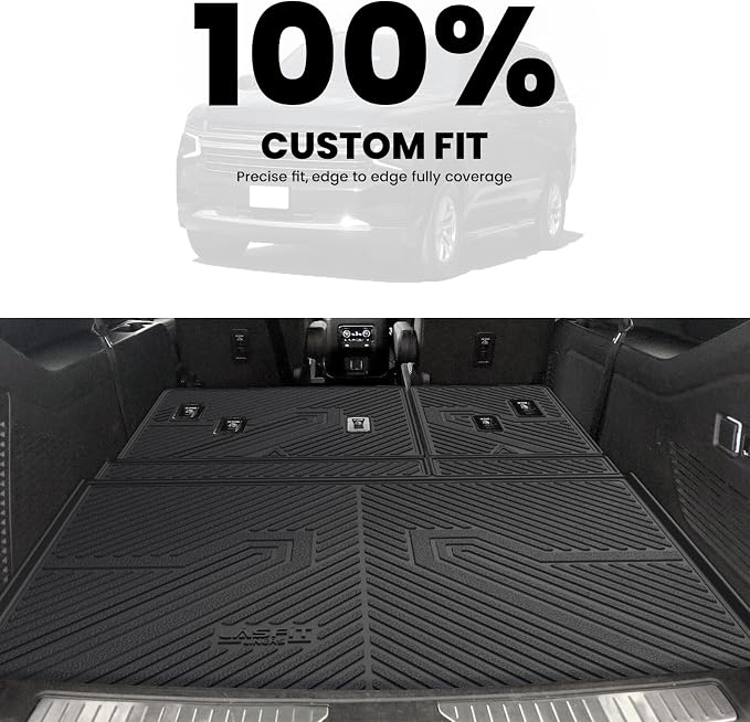 Trunk Mat with 3rd Row Backrest Mat 2021-2026 for Chevrolet Chevy Suburban/GMC Yukon XL (Only Yukon XL, Not Fit Yukon)/Cadillac Escalade ESV (Only Escalade ESV, Not Fit Escalade)