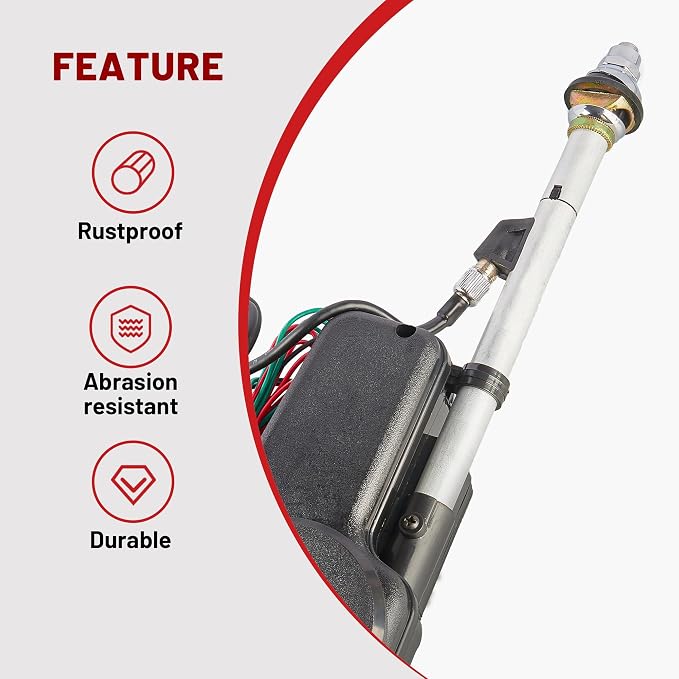 Car Fully Automatic Power Antenna Kit, Replacement for Pre-2000 Chevy Cadillac Mercedes-Benz BMW Honda Nissan Toyota Retractable FM AM Motor Aerial to Connect with Aftermarket Radio Stereo