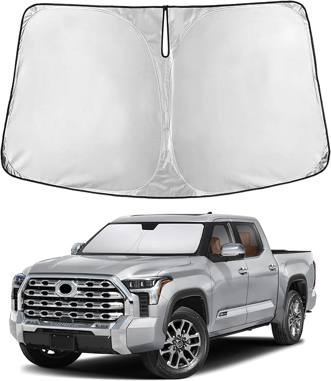 Windshield Sunshade Compatible for Toyota Tundra 2022-2024 2025 2026, SR, SR5, Limited, Platinum, 1794 Edition, TRD Off-Road Pro Sun Visor for Front Window Sun Shade Cover, Car Accessories