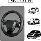 Steering Wheel Cover for Men Women, Universal 15 inch Microfiber Leather with Non-Slip Rubber Lining, Breathable Car Wheel Protector, Odorless, Durable, Black