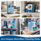Microfiber Cleaning Cloth, 120 Pack Reusable Paper Towels Microfiber Towels for Cars Lint Free Shop Rags with for Home Kitchen Automotive, 11"x 9", White & Grey & Light Blue & Blue